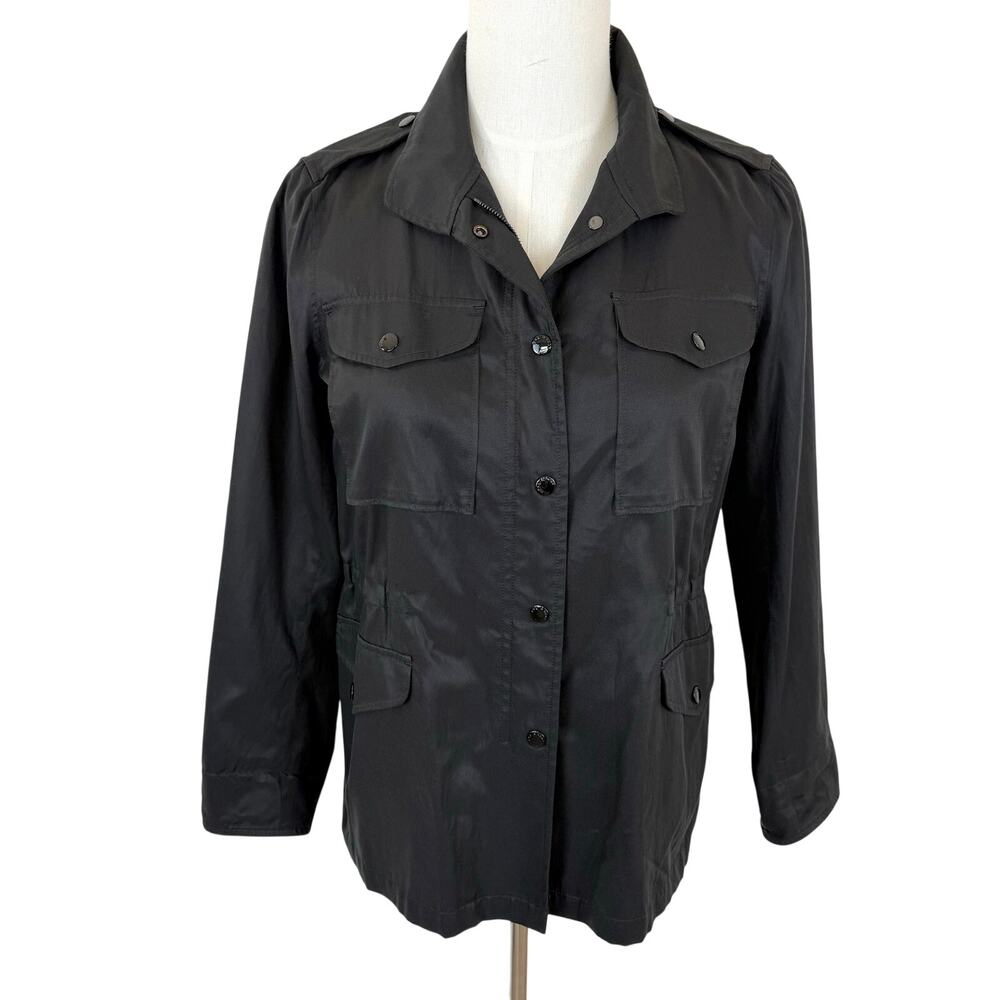 Rag & Bone Utility Safari Jacket Flap Pocket Black M Womens Long Sleeve Full Zip
